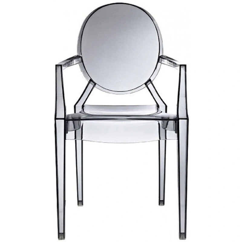 Clear Acrylic Ghost Style Arm Chair, Indoor Outdoor, Transparent Polycarbonate