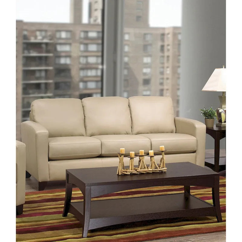 Italian Top Grain Leather Upholstered Transitional Sofa