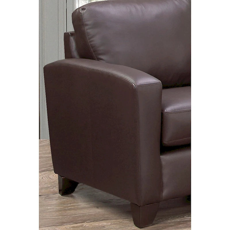 Italian Top Grain Leather Upholstered Transitional Sofa