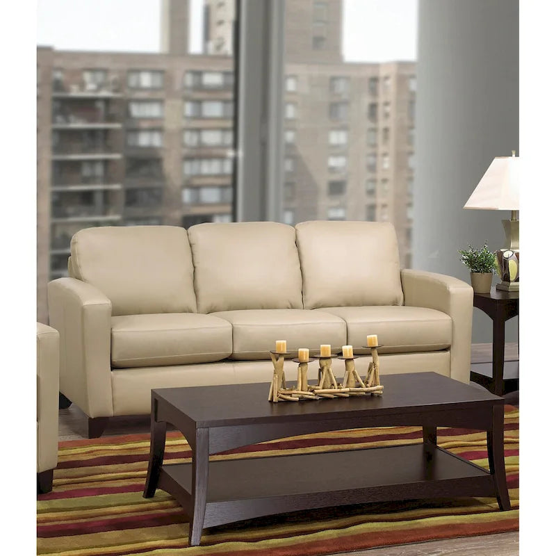 Italian Top Grain Leather Upholstered Transitional Sofa
