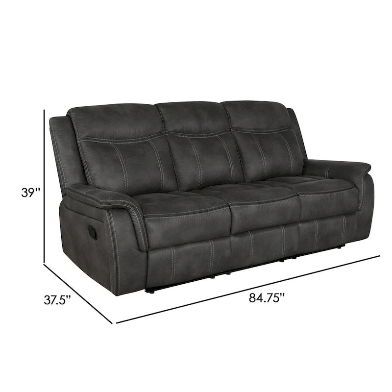 85 Inch Manual Motion Recliner Sofa, Cool Gel Memory Foam, Faux Leather