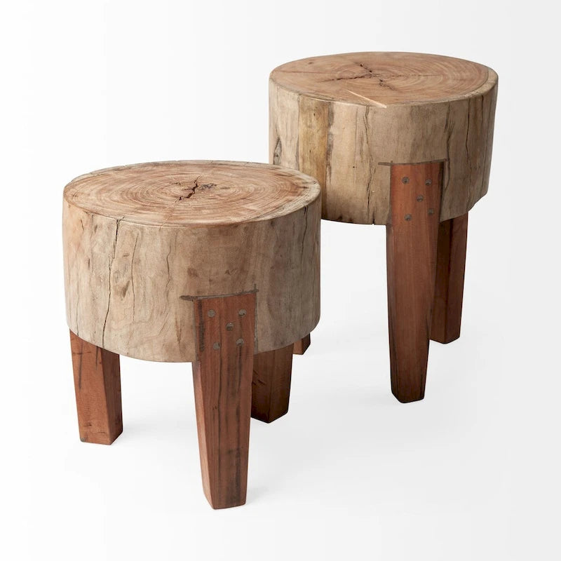 Rustic Solid Reclaimed Wood Stool