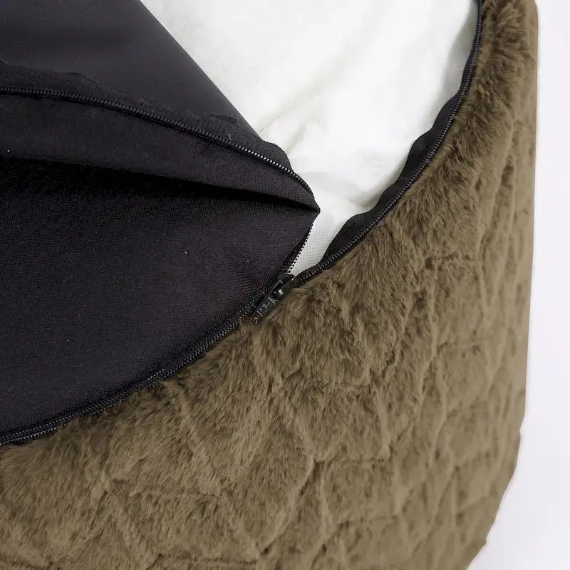 Tall Pouf in Angora Moss