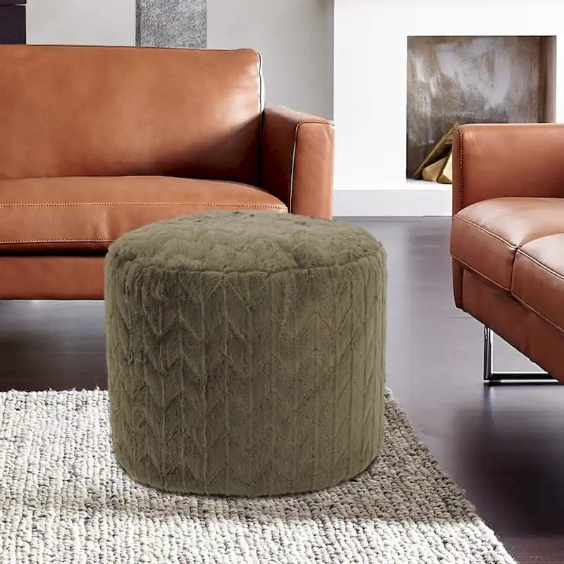 Tall Pouf in Angora Moss