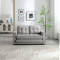 Convertible Sofa Bed Loveseat with Side Storage Pockets, Light Gray