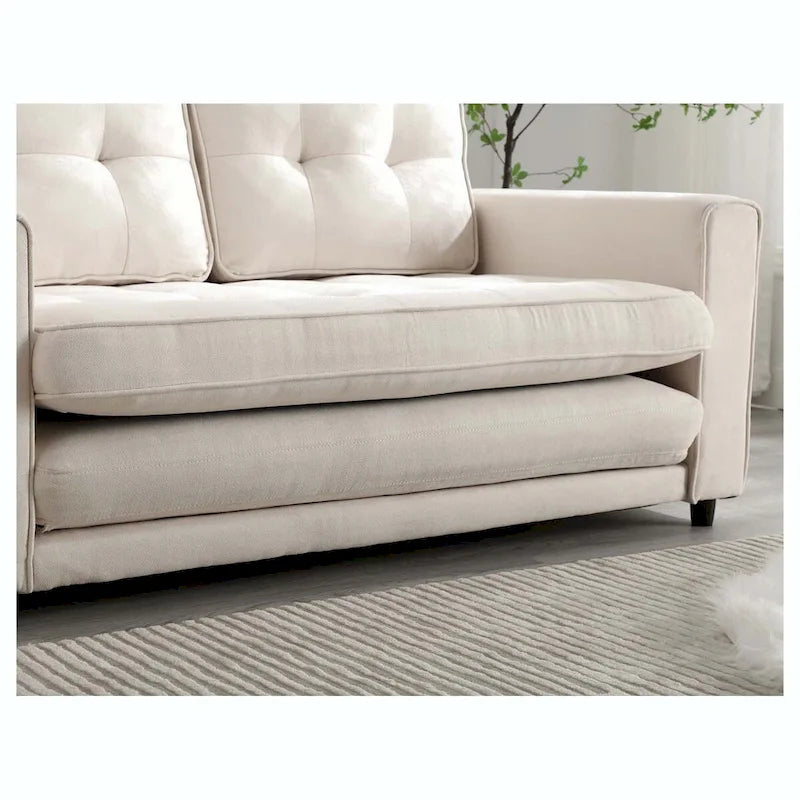 Convertible Sofa Bed Loveseat with Side Storage Pockets, Light Gray