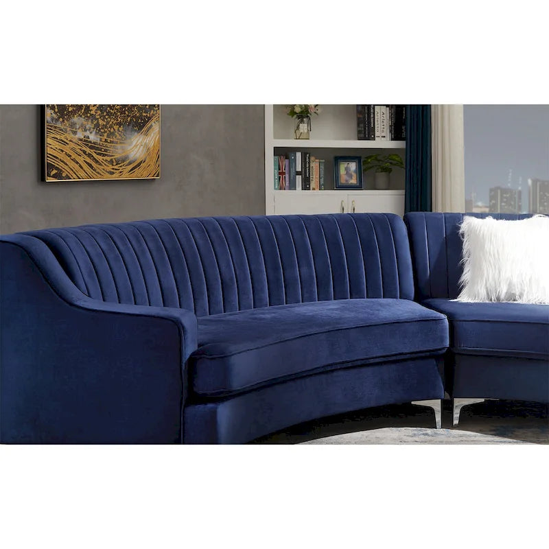 Tufted Velvet Sofa Curved Couch with Pillows