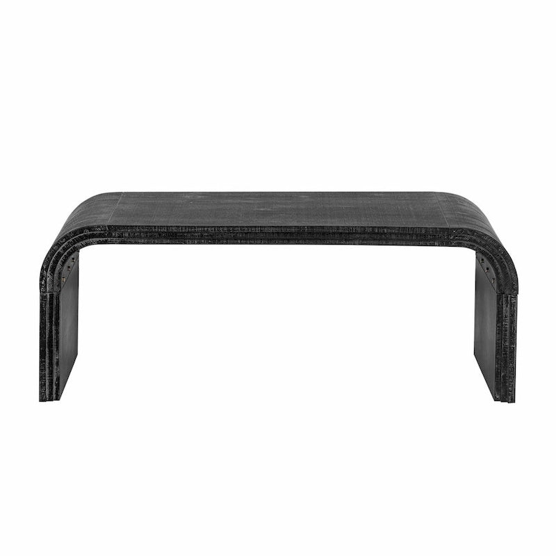 Industrial Black Metal Waterfall Coffee Table with Riveted Detail
