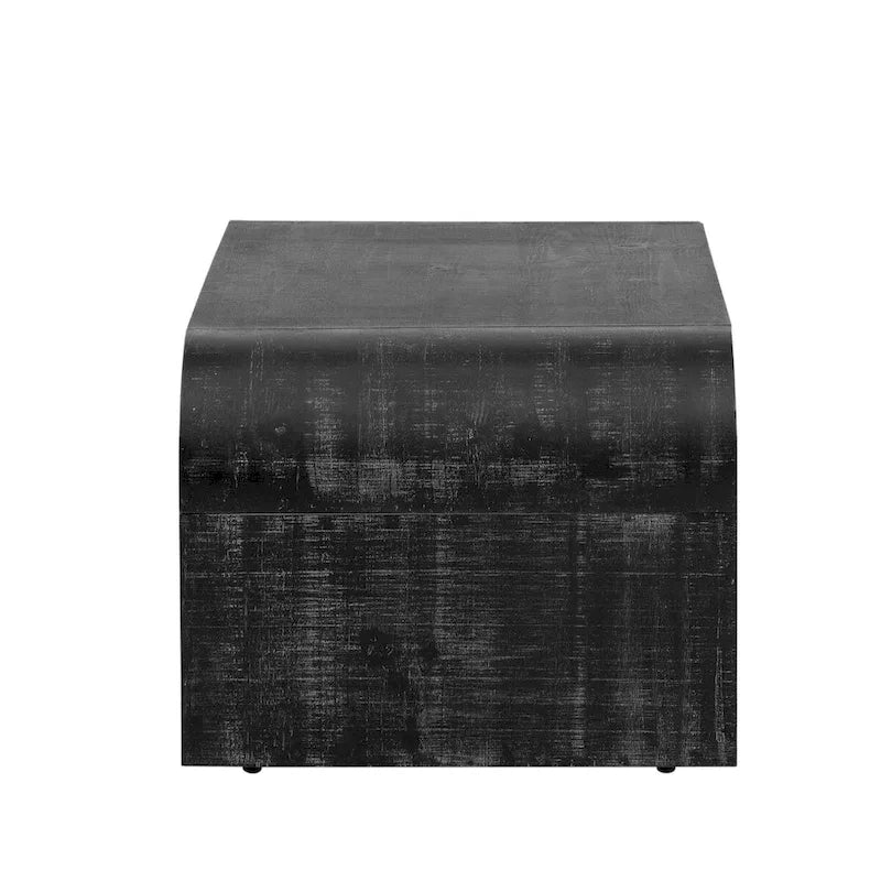 Industrial Black Metal Waterfall Coffee Table with Riveted Detail