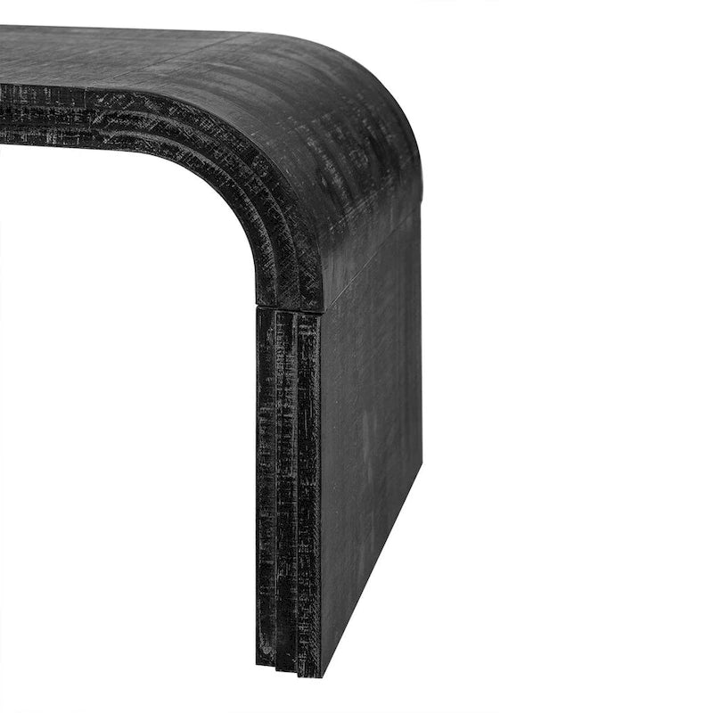Industrial Black Metal Waterfall Coffee Table with Riveted Detail