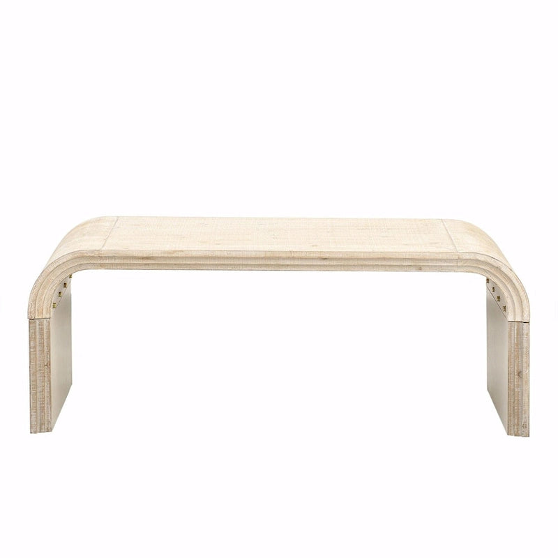 Industrial Black Metal Waterfall Coffee Table with Riveted Detail