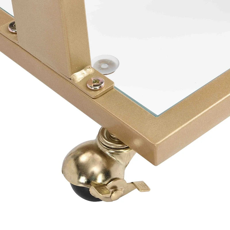 C-Shape Acrylic and Chrome Sofa Side Table with Rolling Casters
