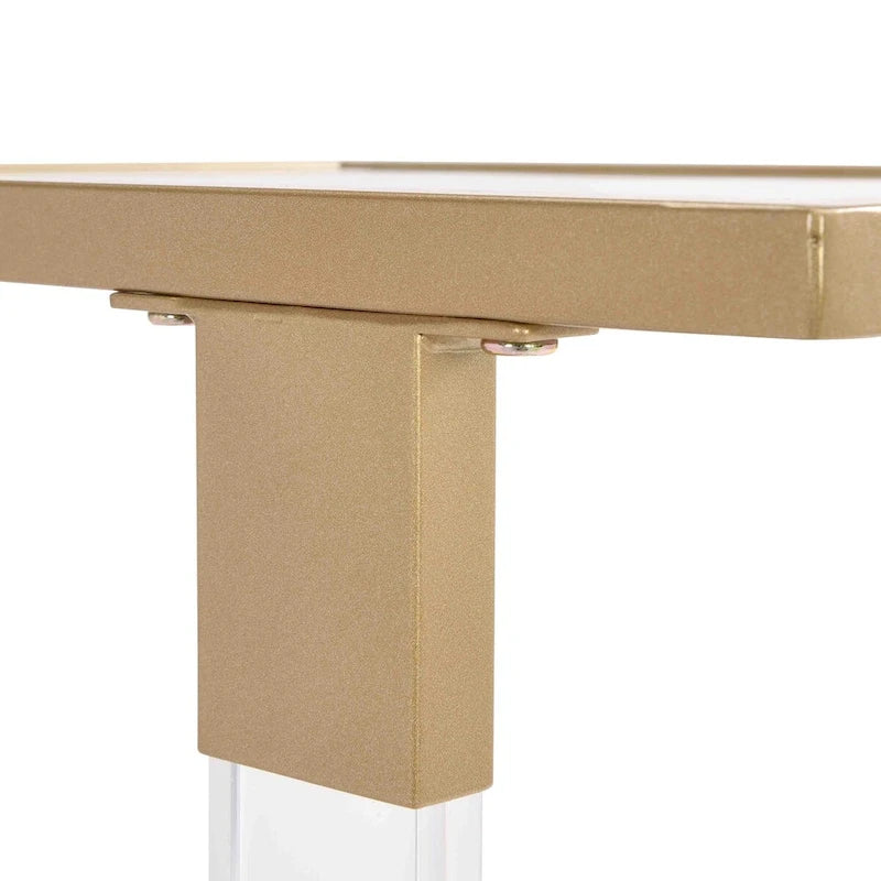 C-Shape Acrylic and Chrome Sofa Side Table with Rolling Casters