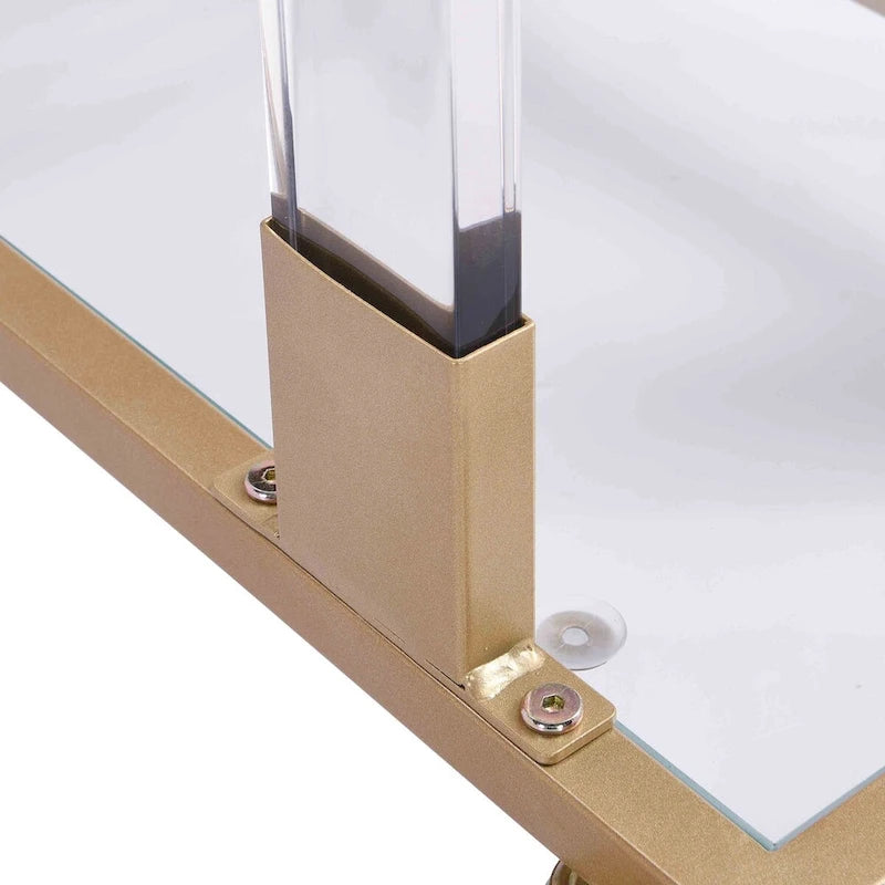 C-Shape Acrylic and Chrome Sofa Side Table with Rolling Casters