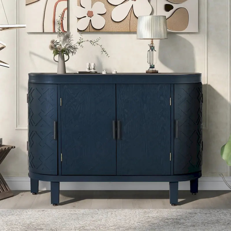 Accent Storage Cabinet Sideboard Wooden Cabinet with Antique Pattern Doors for Hallway, Entryway, Living Room