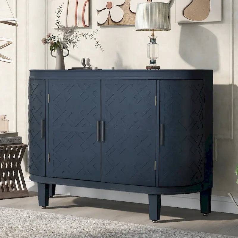 Accent Storage Cabinet Sideboard Wooden Cabinet with Antique Pattern Doors for Hallway, Entryway, Living Room