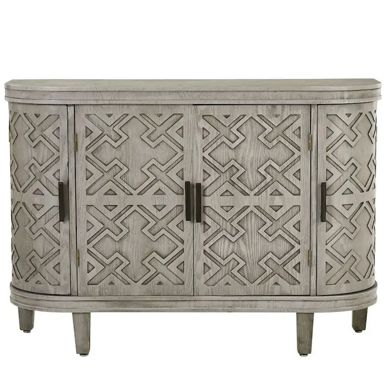Accent Storage Cabinet Sideboard Wooden Cabinet with Antique Pattern Doors for Hallway, Entryway, Living Room