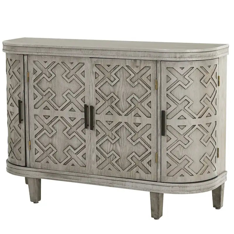 Accent Storage Cabinet Sideboard Wooden Cabinet with Antique Pattern Doors for Hallway, Entryway, Living Room