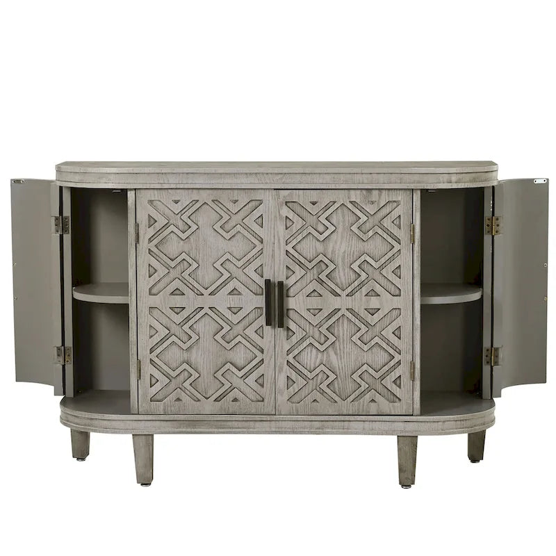 Accent Storage Cabinet Sideboard Wooden Cabinet with Antique Pattern Doors for Hallway, Entryway, Living Room
