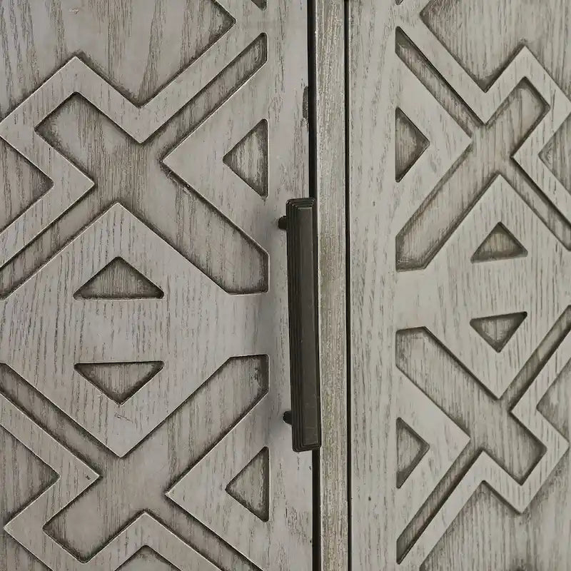 Accent Storage Cabinet Sideboard Wooden Cabinet with Antique Pattern Doors for Hallway, Entryway, Living Room