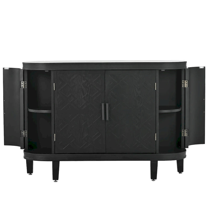 Accent Storage Cabinet Sideboard Wooden Cabinet with Antique Pattern Doors for Hallway, Entryway, Living Room