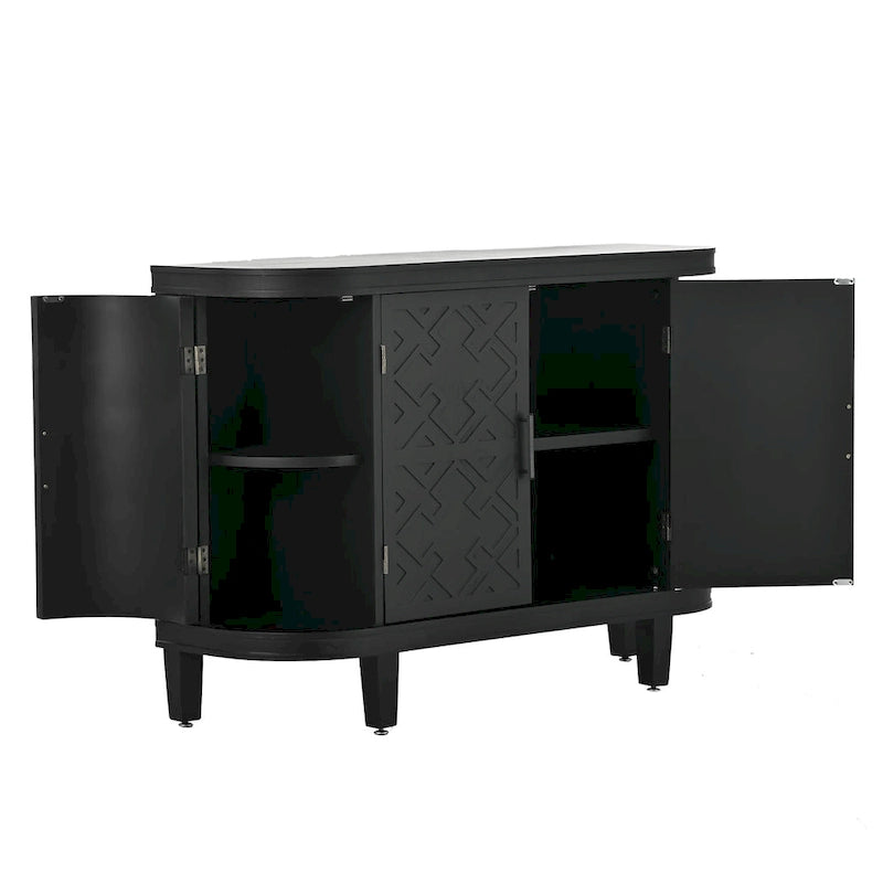 Accent Storage Cabinet Sideboard Wooden Cabinet with Antique Pattern Doors for Hallway, Entryway, Living Room