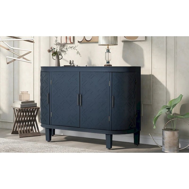 Accent Storage Cabinet Sideboard Wooden Cabinet with Antique Pattern Doors for Hallway, Entryway, Living Room
