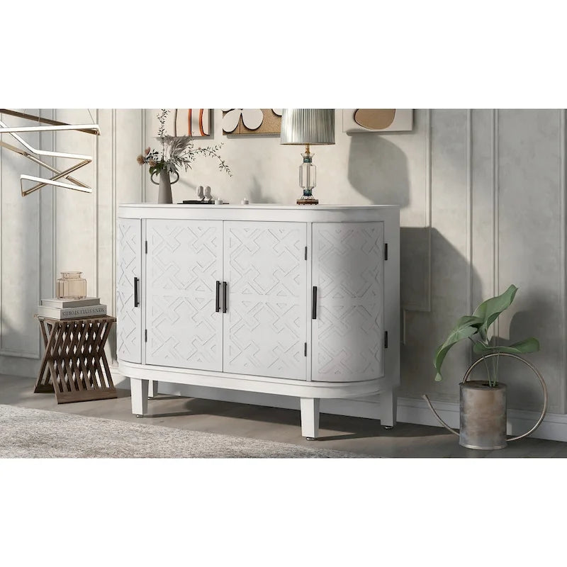 Accent Storage Cabinet Sideboard Wooden Cabinet with Antique Pattern Doors for Hallway, Entryway, Living Room
