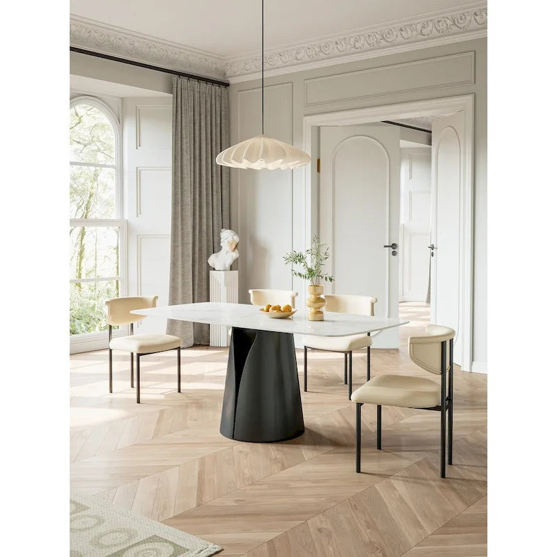 Lesly Modern Rectangle White 65 in. Dining Table for 6 Seats - 65D37.4W29.52H