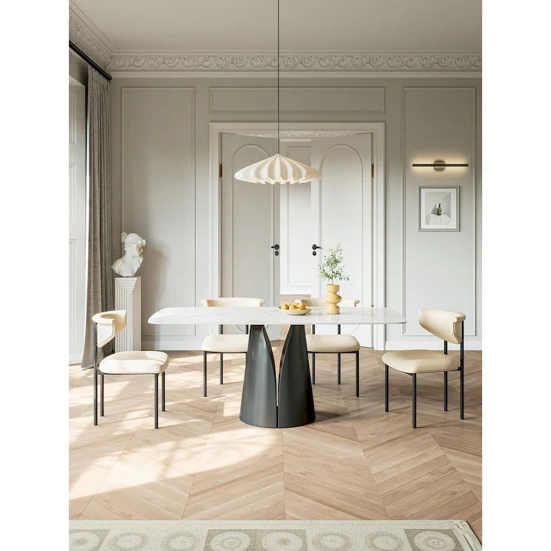 Lesly Modern Rectangle White 65 in. Dining Table for 6 Seats - 65D37.4W29.52H