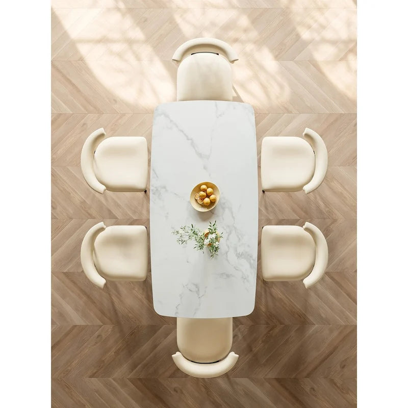 Lesly Modern Rectangle White 65 in. Dining Table for 6 Seats - 65D37.4W29.52H