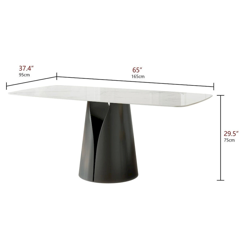 Lesly Modern Rectangle White 65 in. Dining Table for 6 Seats - 65D37.4W29.52H
