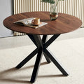 Black Round Dining Table with X-Base, Seats 4-6, Mid-Century Modern