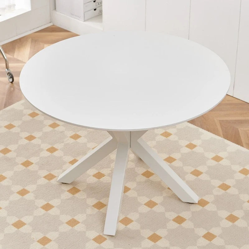Black Round Dining Table with X-Base, Seats 4-6, Mid-Century Modern