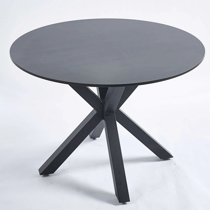 Black Round Dining Table with X-Base, Seats 4-6, Mid-Century Modern
