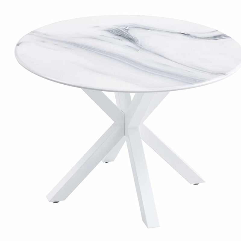 Black Round Dining Table with X-Base, Seats 4-6, Mid-Century Modern