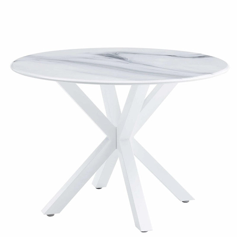 Black Round Dining Table with X-Base, Seats 4-6, Mid-Century Modern