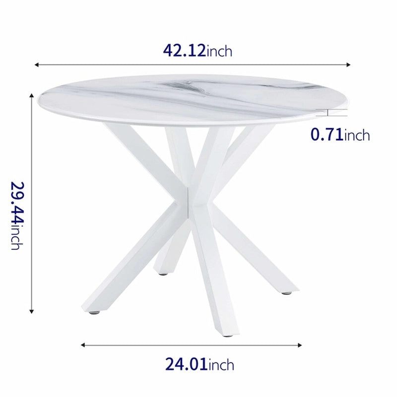 Black Round Dining Table with X-Base, Seats 4-6, Mid-Century Modern