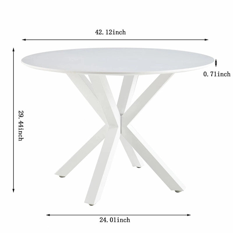 Black Round Dining Table with X-Base, Seats 4-6, Mid-Century Modern