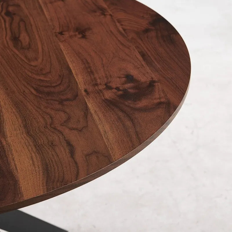 Black Round Dining Table with X-Base, Seats 4-6, Mid-Century Modern