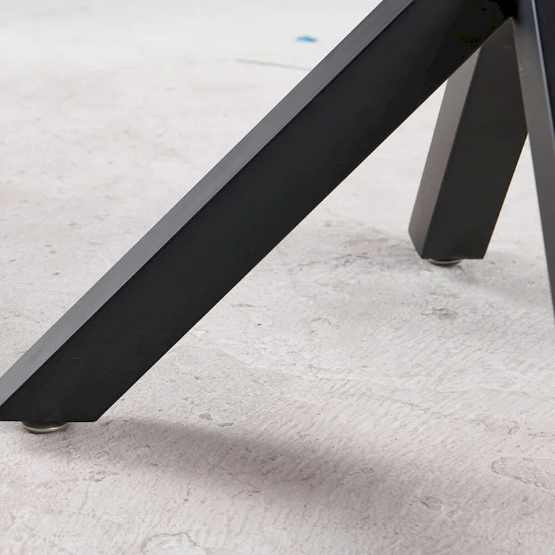 Black Round Dining Table with X-Base, Seats 4-6, Mid-Century Modern