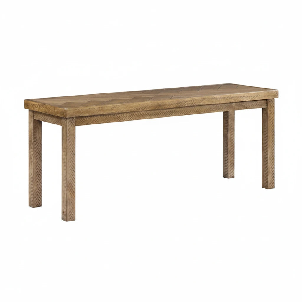 Chevron Pattern 44 Length Wooden Entryway Dining Bench