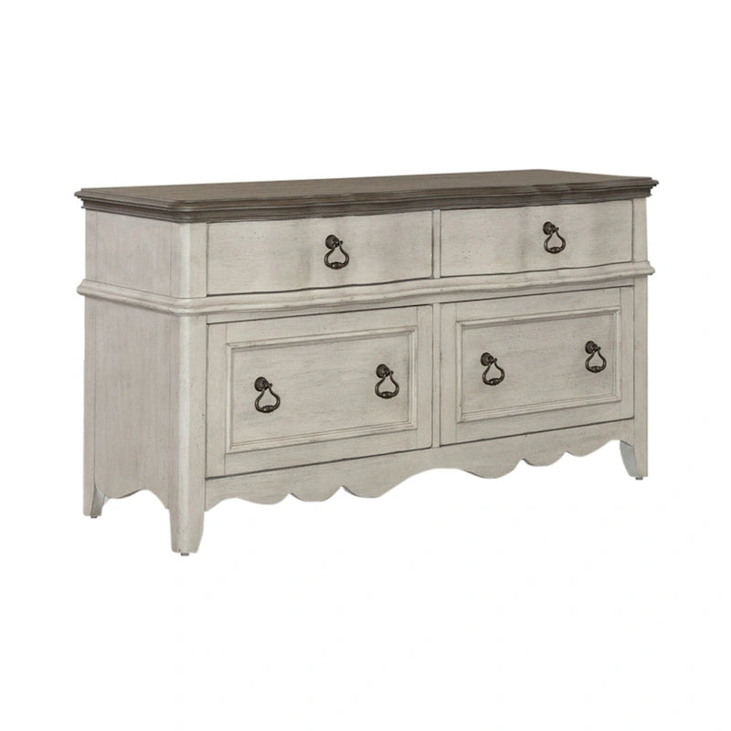 Wirebrushed Antique White Credenza - 56W x 21D x 30H in