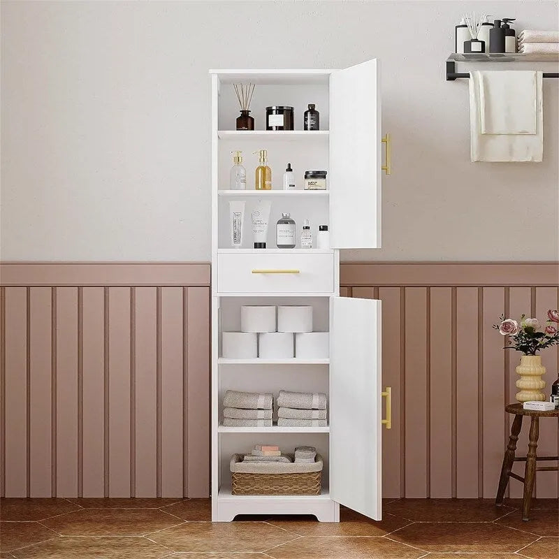 Tall Storage Cabinet Floor Bathroom Cabinet with 2 Doors - 11.81D x 15.75W x 66.93H