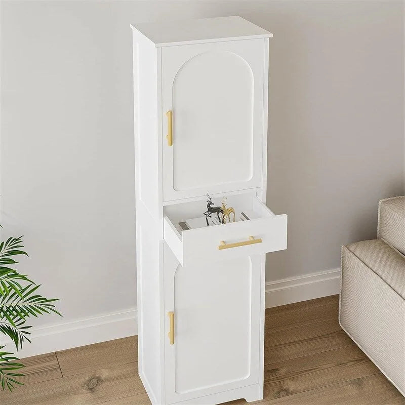 Tall Storage Cabinet Floor Bathroom Cabinet with 2 Doors - 11.81D x 15.75W x 66.93H