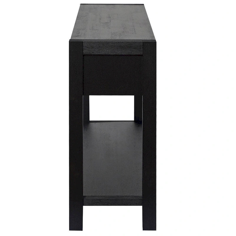 Wood Console Table with 2 Drawers and 1 Shelf for Hallway Living Room