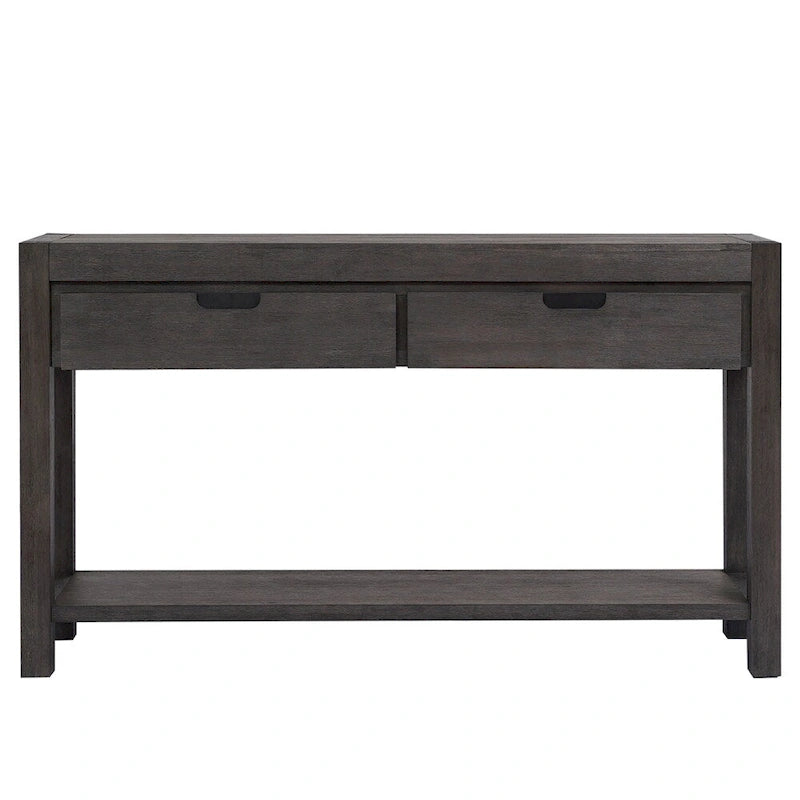 Wood Console Table with 2 Drawers and 1 Shelf for Hallway Living Room